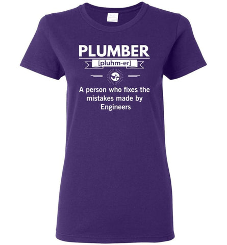 Plumber Definition Funny Plumber Meaning Women Tee - Purple / M