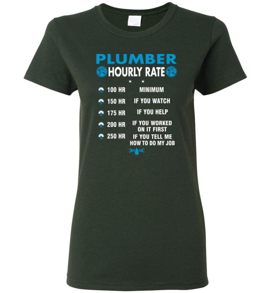 Plumber Hourly Rate Funny Plumber Women Tee - Forest Green / M