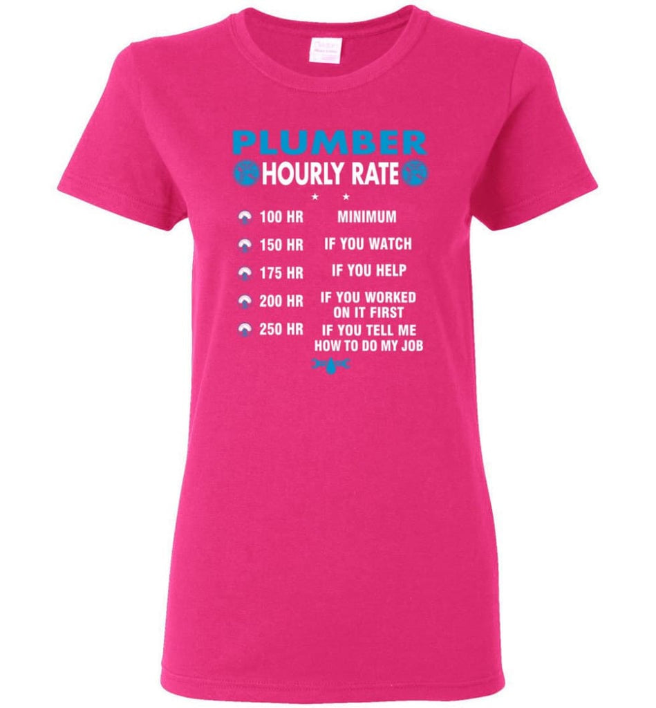 Plumber Hourly Rate Funny Plumber Women Tee - Heliconia / M