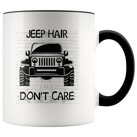 Jeep Hair Don't Care Funny Windy Driving Jeepin Gift Premium Accent Mug