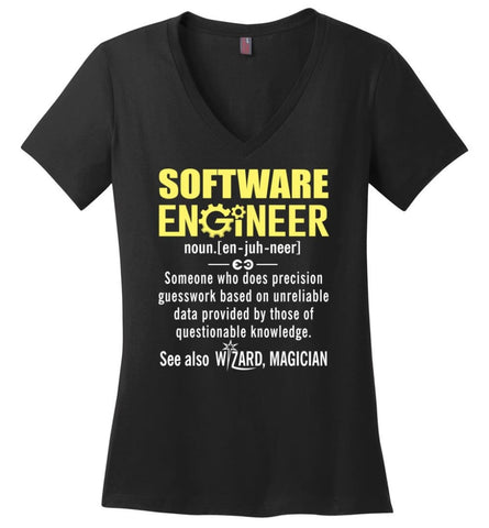 Project Engineer Definition Ladies V-Neck - Black / M