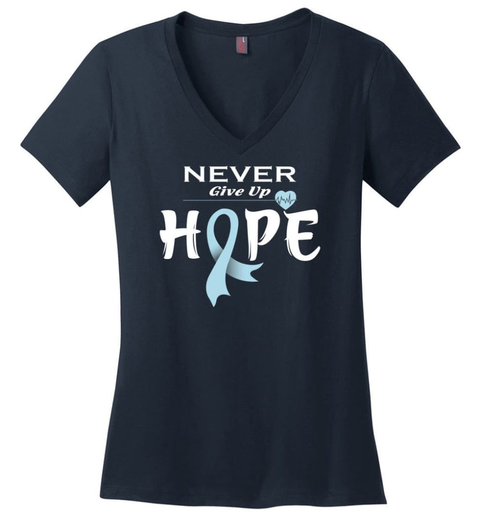 Prostate Cancer Awareness Never Give Up Hope Ladies V-Neck - Navy / M