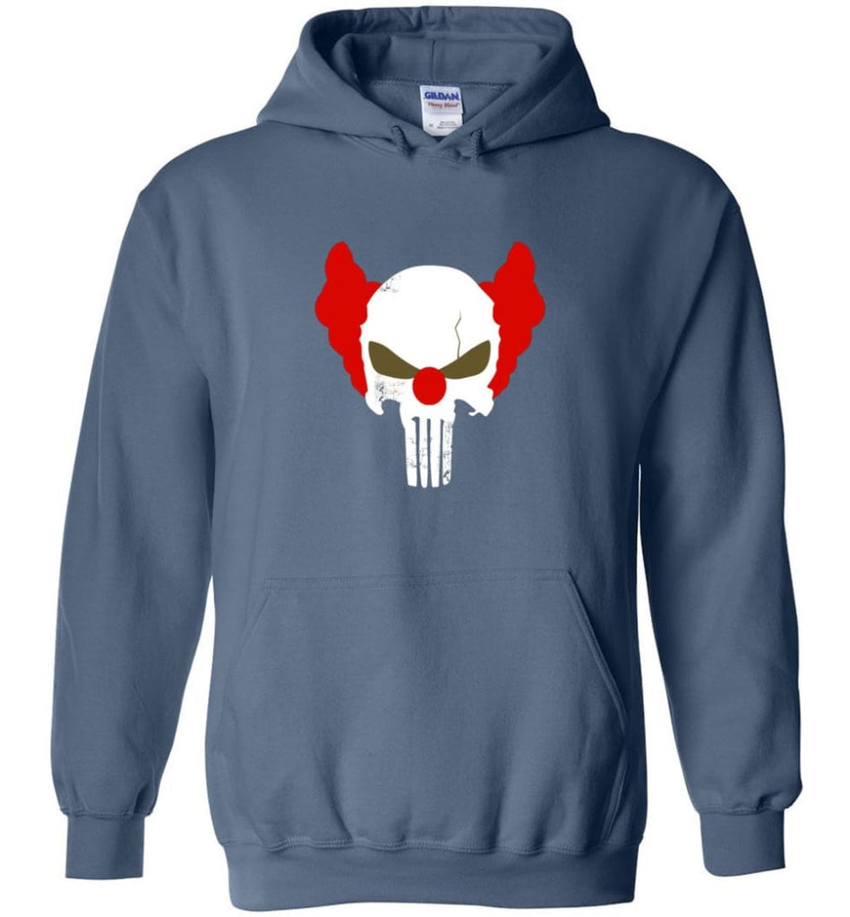 Punisher Red Skull Shirt Vintage Punisher Joker Clown Shirt Punisher Patriots - Hoodie - Indigo Blue / M