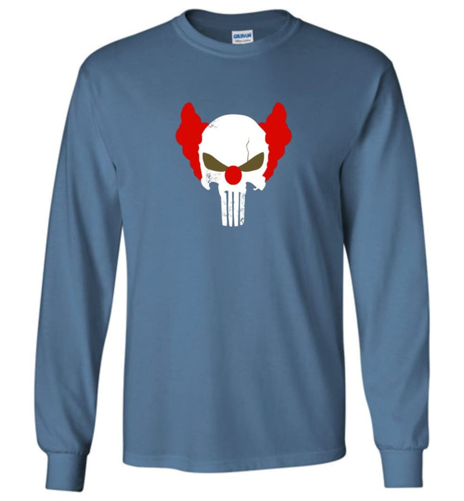 Punisher Red Skull Shirt Vintage Punisher Joker Clown Shirt Punisher Patriots Long Sleeve - Indigo Blue / M