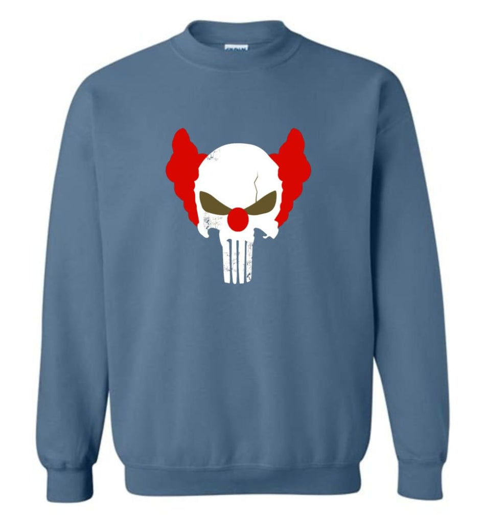 Punisher Red Skull Shirt Vintage Punisher Joker Clown Shirt Punisher Patriots Sweatshirt - Indigo Blue / M