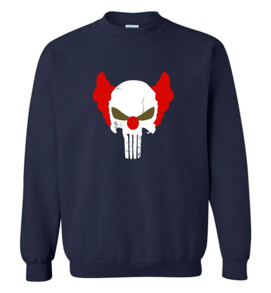 Punisher Red Skull Shirt Vintage Punisher Joker Clown Shirt Punisher Patriots Sweatshirt - Navy / M
