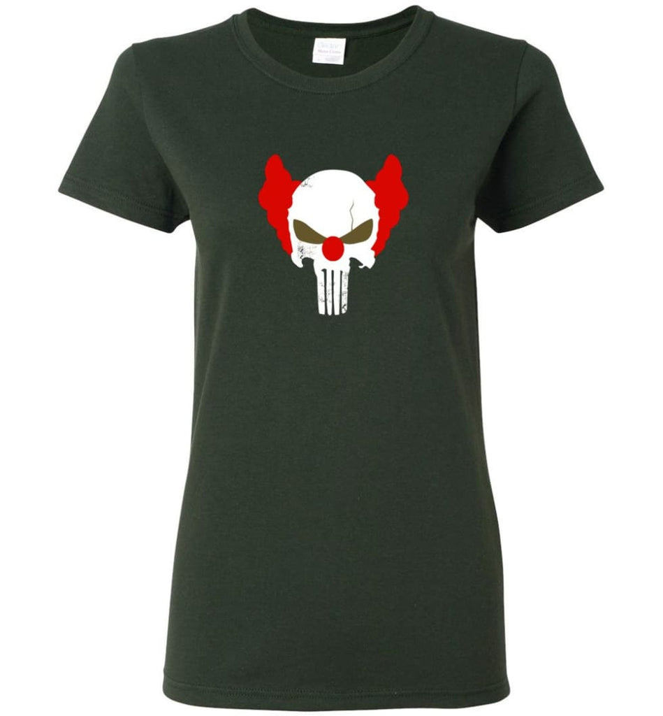 Punisher Red Skull Shirt Vintage Punisher Joker Clown Shirt Punisher Patriots - Women T-shirt - Forest Green / M