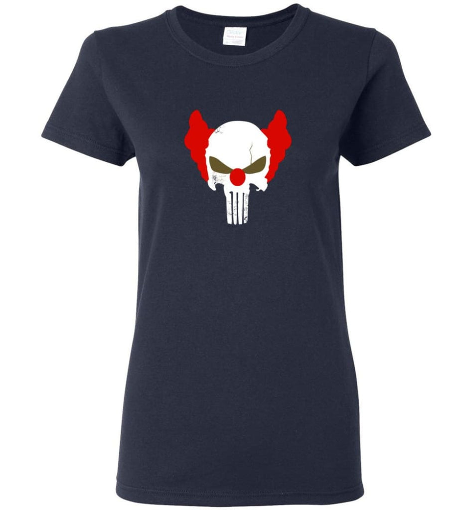 Punisher Red Skull Shirt Vintage Punisher Joker Clown Shirt Punisher Patriots - Women T-shirt - Navy / M