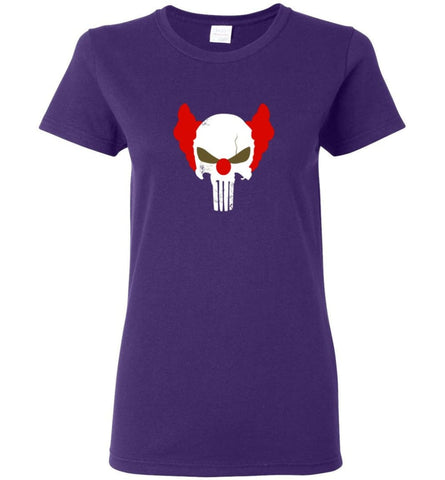 Punisher Red Skull Shirt Vintage Punisher Joker Clown Shirt Punisher Patriots - Women T-shirt - Purple / M