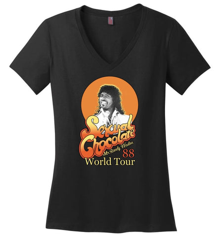 Randy Watson Sexual Chocolate World Tour 88 - Ladies V-Neck - Black / M - Ladies V-Neck