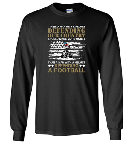 Remember And Honor Veterans T Shirt Man With A Helmet Defending Our Country - Long Sleeve - Black / M - Long Sleeve