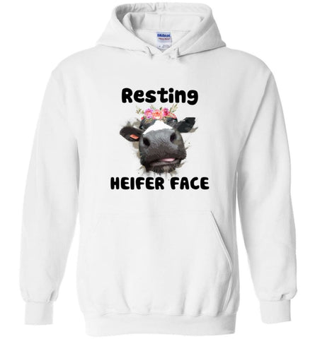 Resting Heifer Face - Hoodie - White / M - Hoodie