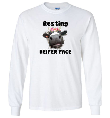 Resting Heifer Face - Long Sleeve - White / M - Long Sleeve