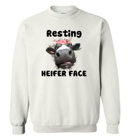 Resting Heifer Face - Sweatshirt - White / M - Sweatshirt