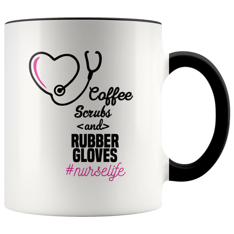 Coffee Scrubs And Rubber Gloves Nurse Life Premium Accent Mug