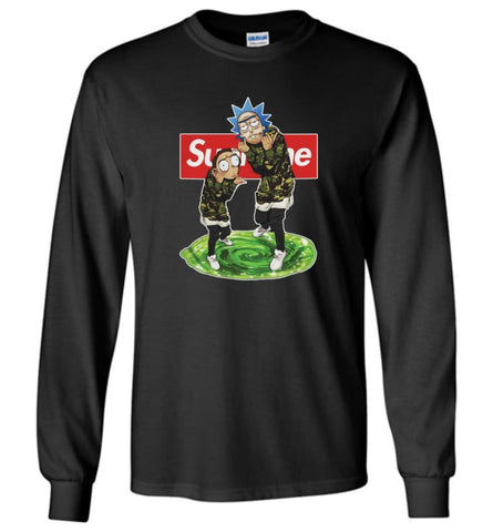 Rick and morty supreme Sweatshirt rick morty schwifty Sweater Christmas Gift Long Sleeve - Black / S