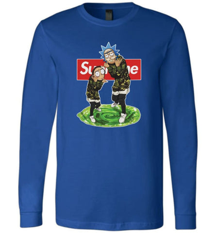 Rick and morty supreme Sweatshirt rick morty schwifty Sweater Christmas Gift Long-Sleeve - True Royal / S