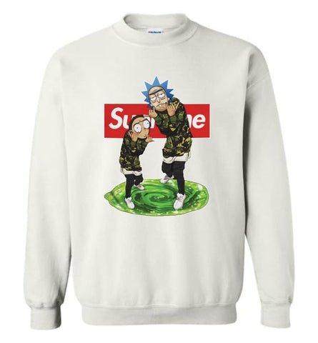 Rick and morty supreme Sweatshirt rick morty schwifty Sweater Christmas Gift Sweatshirt - White / S