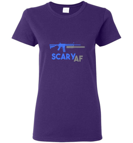 Scary Af Shirt Evil Assault Rifle Ar 15 Gun Version Women T-Shirt - Purple / M