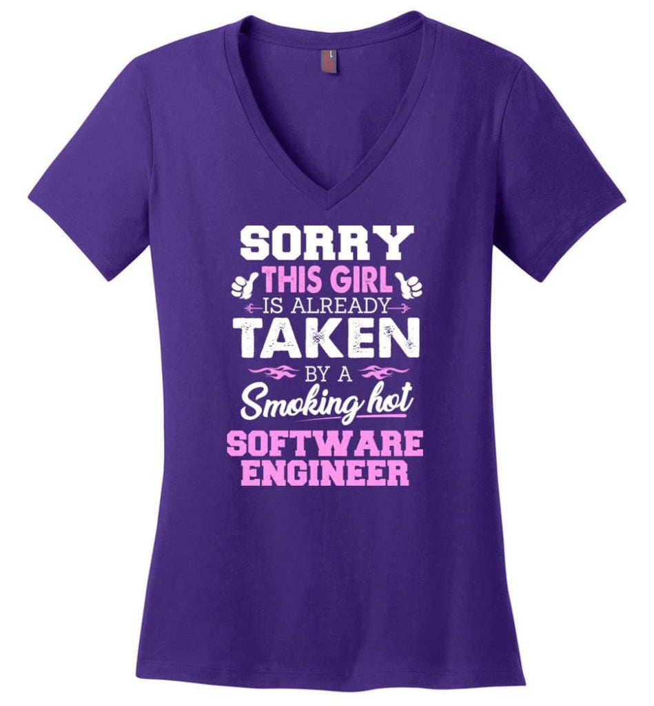 Science Teacher Shirt Cool Gift for Girlfriend Wife or Lover Ladies V-Neck - Purple / M - 8