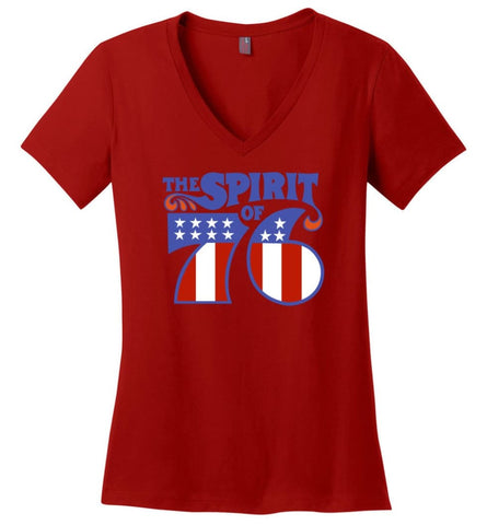 Seventy Sixers Shirts The Spirit Of 76 America Shirt Ladies V-Neck - Red / M