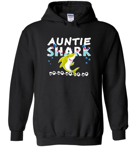 Shark Family Auntie Shark T Shirt Doo Doo Doo - Hoodie - Black / M - Hoodie