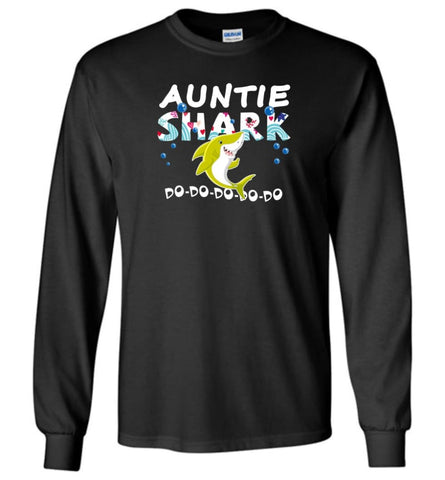 Shark Family Auntie Shark T Shirt Doo Doo Doo - Long Sleeve - Black / M - Long Sleeve