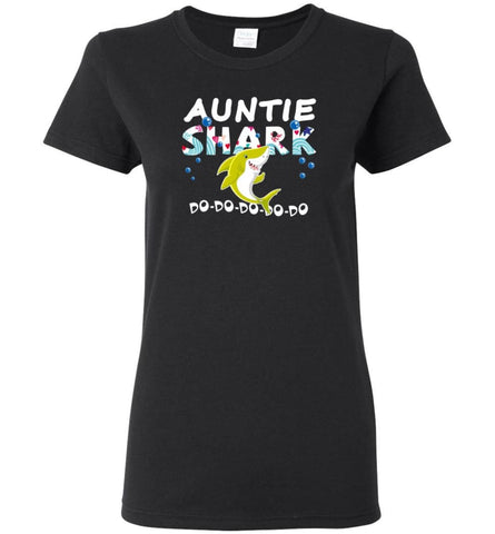 Shark Family Auntie Shark T Shirt Doo Doo Doo - Women Tee - Black / M - Women Tee