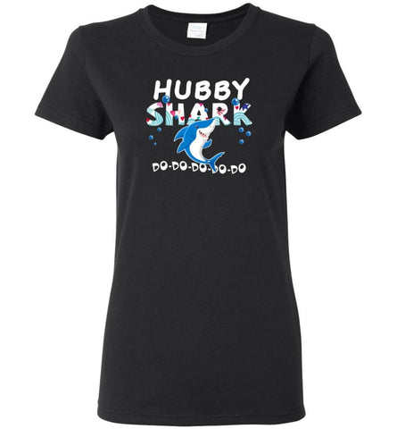 Shark Family Hubby Shark T Shirt Doo Doo Doo - Women Tee - Black / M - Women Tee