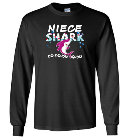 Shark Family Niece Shark T Shirt Doo Doo Doo - Long Sleeve - Black / M - Long Sleeve