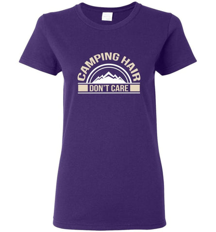 Shirt for Campers Funny Camping Hair Dont Care Women Tee - Purple / M