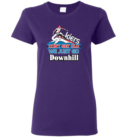 Skiers Don’t Get Old We Just Go Downhill Women Tee - Purple / M