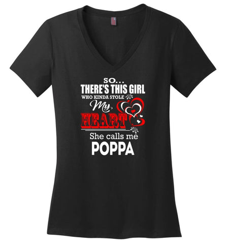 So There's This Girl Who Kinda Stole My Heart He Calls Me Pop Pop Ladies V-Neck