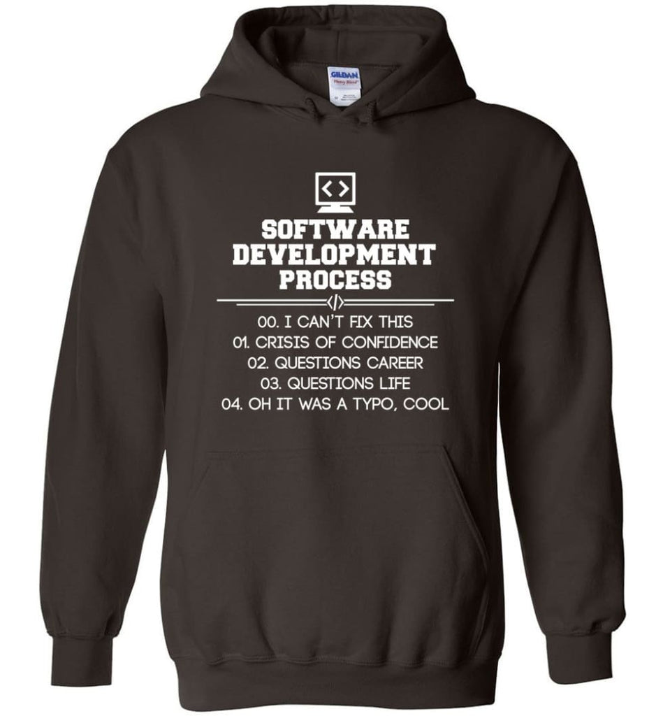Software Development Process Funny Programming Hoodie - Dark Chocolate / M