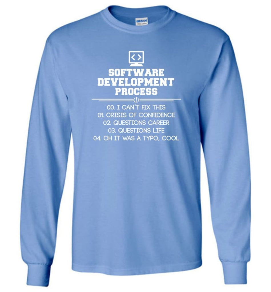 Software Development Process Funny Programming Long Sleeve T-Shirt - Carolina Blue / M