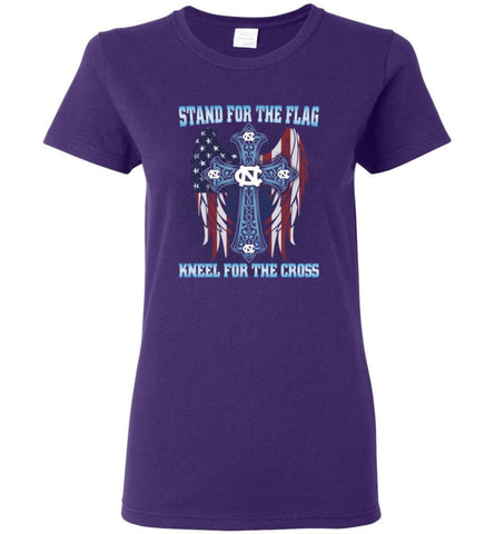 Stand For The Flag Kneel For The Cross North Carolina Women Tee - Purple / M