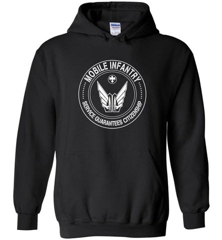 Starship Troopers Movie T Shirt Mobile Infantry Service Guarantees Citizenship - Hoodie - Black / M