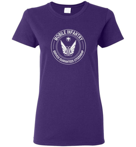 Starship Troopers Movie T Shirt Mobile Infantry Service Guarantees Citizenship - Women T-shirt - Purple / M