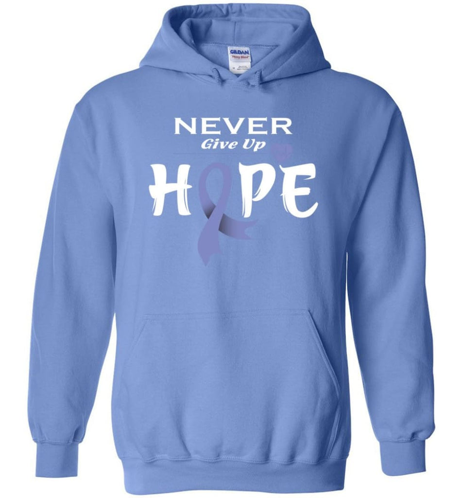 Stomach Cancer Awareness Never Give Up Hope Hoodie - Carolina Blue / M