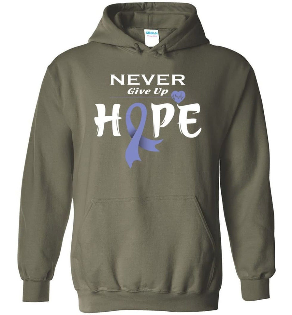 Stomach Cancer Awareness Never Give Up Hope Hoodie - Military Green / M