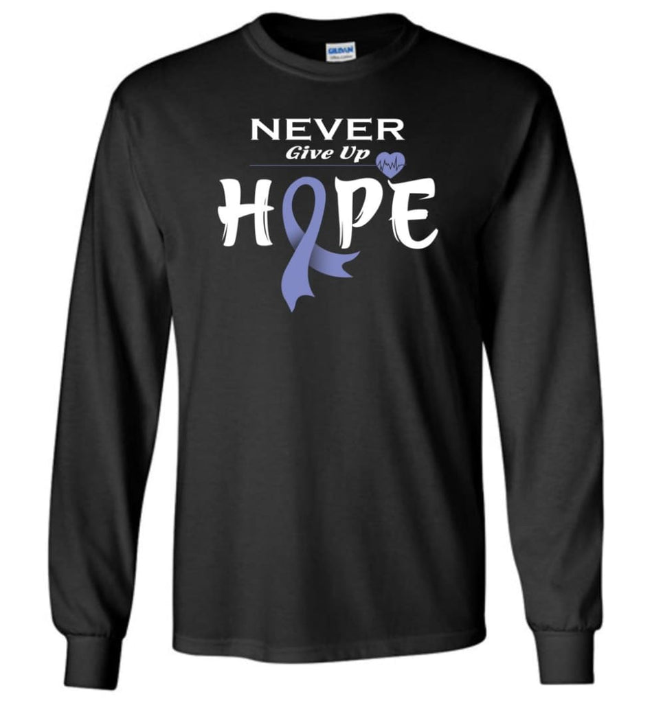 Stomach Cancer Awareness Never Give Up Hope Long Sleeve T-Shirt - Black / M