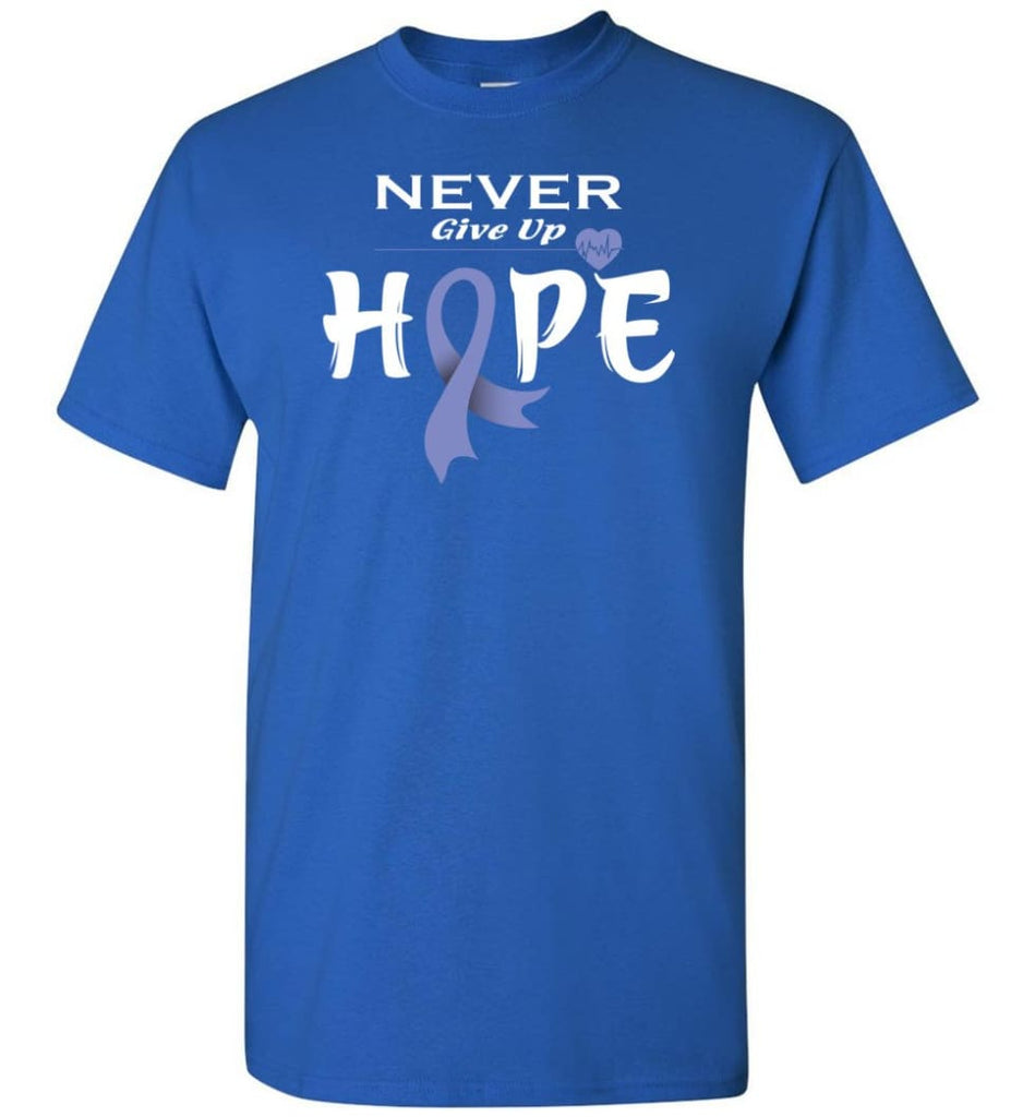 Stomach Cancer Awareness Never Give Up Hope T-Shirt - Royal / S