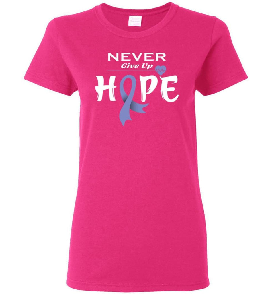 Stomach Cancer Awareness Never Give Up Hope Women Tee - Heliconia / M