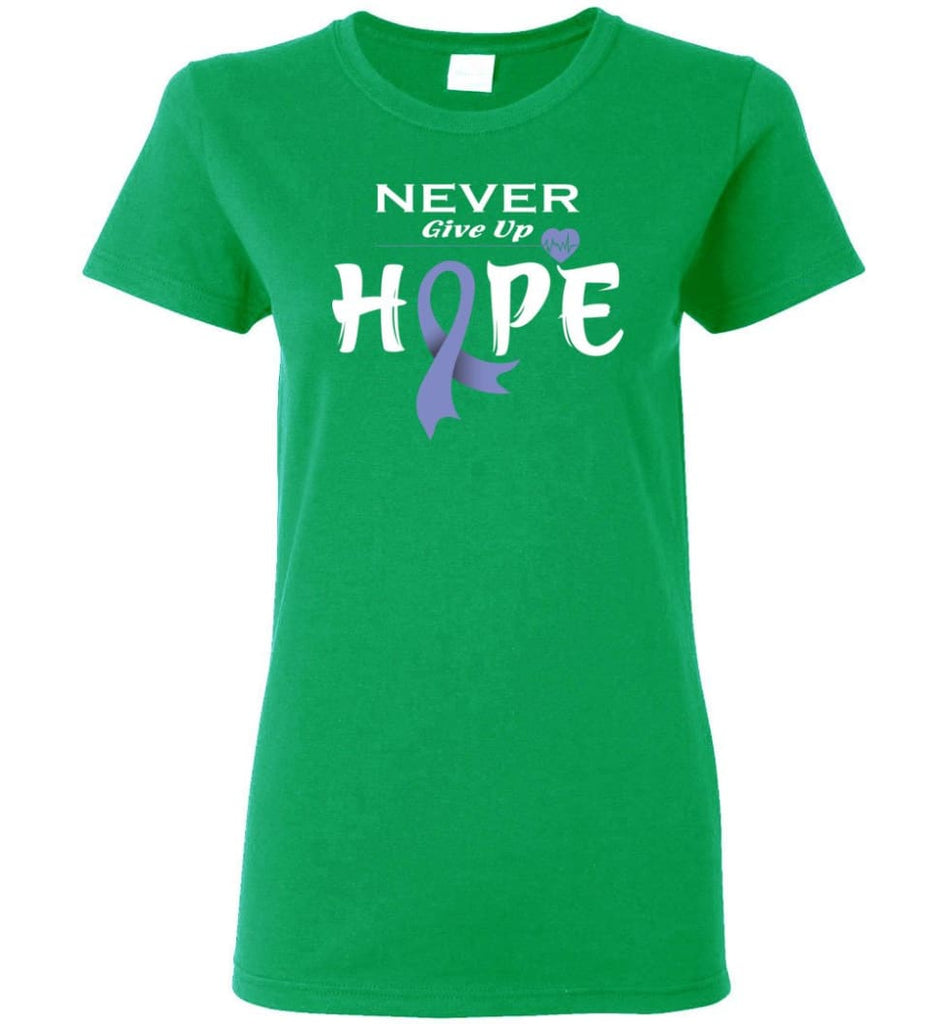 Stomach Cancer Awareness Never Give Up Hope Women Tee - Irish Green / M