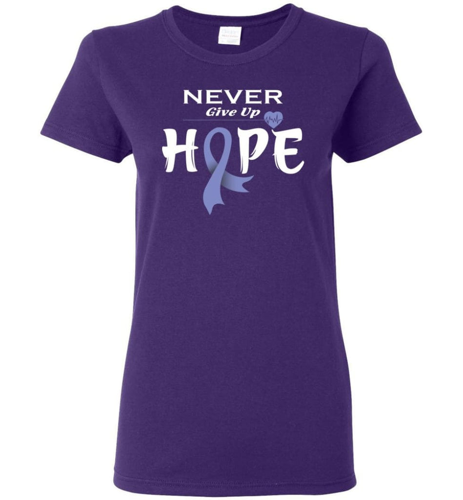 Stomach Cancer Awareness Never Give Up Hope Women Tee - Purple / M