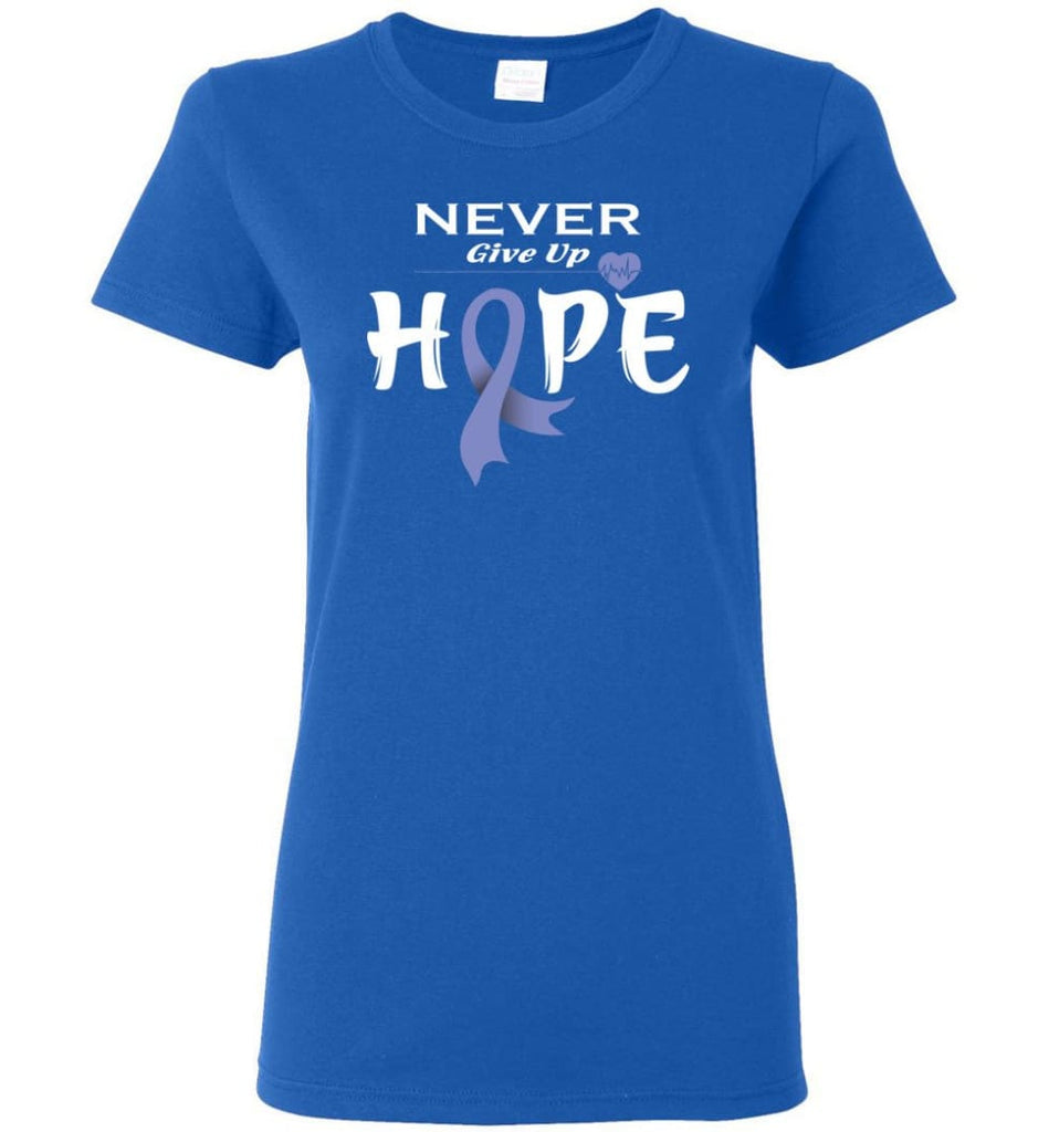Stomach Cancer Awareness Never Give Up Hope Women Tee - Royal / M