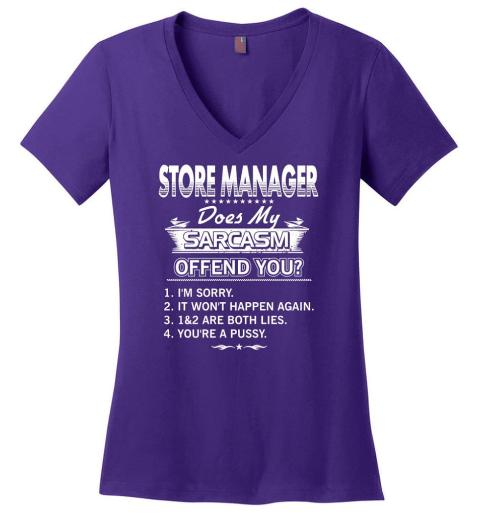 Store Manager Gift Funny Store Manager Ladies V-Neck - Purple / M