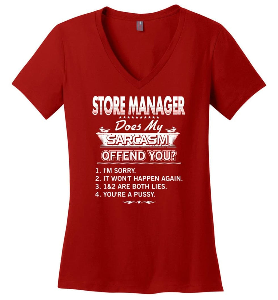 Store Manager Gift Funny Store Manager Ladies V-Neck - Red / M