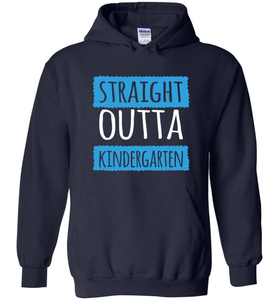 Straight Outta Kindergarten Funny Shirt Vintage Kids Graduation - Hoodie - Navy / M