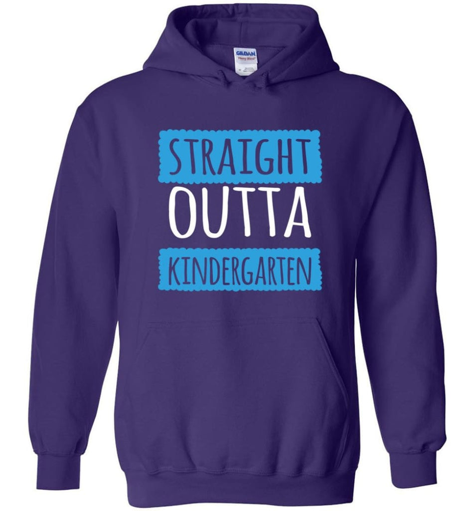 Straight Outta Kindergarten Funny Shirt Vintage Kids Graduation - Hoodie - Purple / M